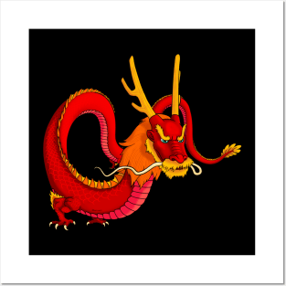 Red chinese dragon Posters and Art